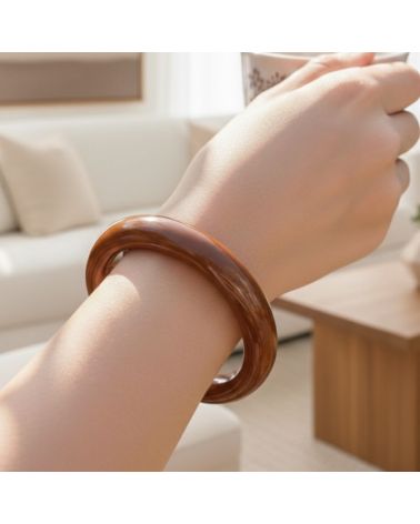bracelet jonc résine couleur marron camel bijou mile mila