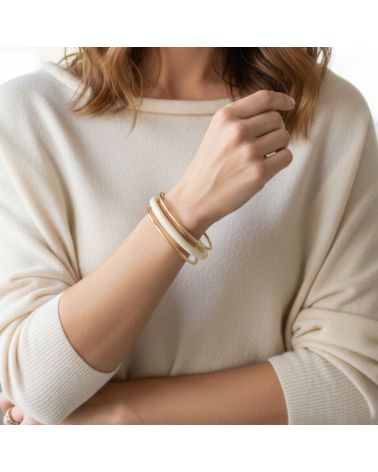 trio de bracelet jonc acier et résine bijou mile mila