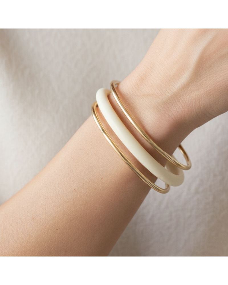 trio de bracelet jonc acier et résine bijou mile mila