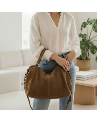 sac à main daim rivets fantaisie style décontracté chic