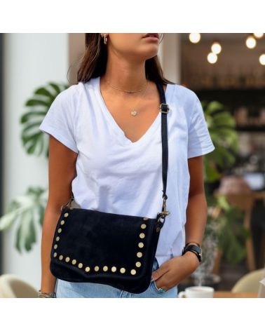 sac à bandoulière daim noir zosha collection