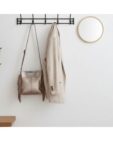 sac en cuir irisé couleur bronze avec franges latérales