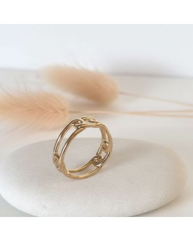 bague en plaqué or 18 carats forme anneau maillon ajouré large bague en plaqué or 18 carats forme anneau maillon ajouré large