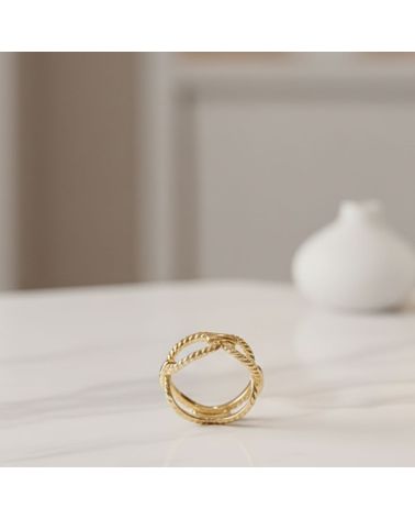 bague maille large tressée plaqué or 18 carats