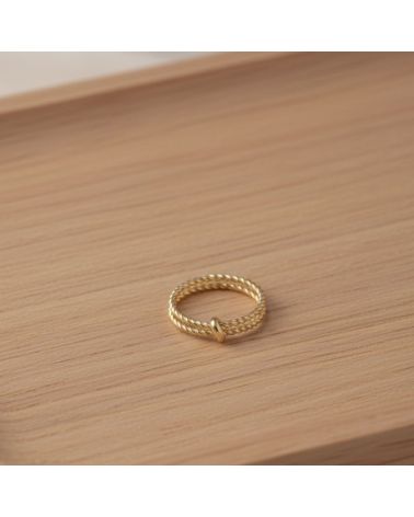 bague femme plaqué or 18 carats 2 anneaux fins tressés bague femme plaqué or 18 carats 2 anneaux fins tressés
