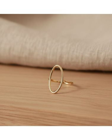 bague pour femme en plaqué or 18 carats 3 microns motif ellipse style élégant et minimaliste