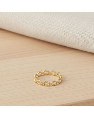 bague fine pour femme en plaqué or 18 carats maillage boule