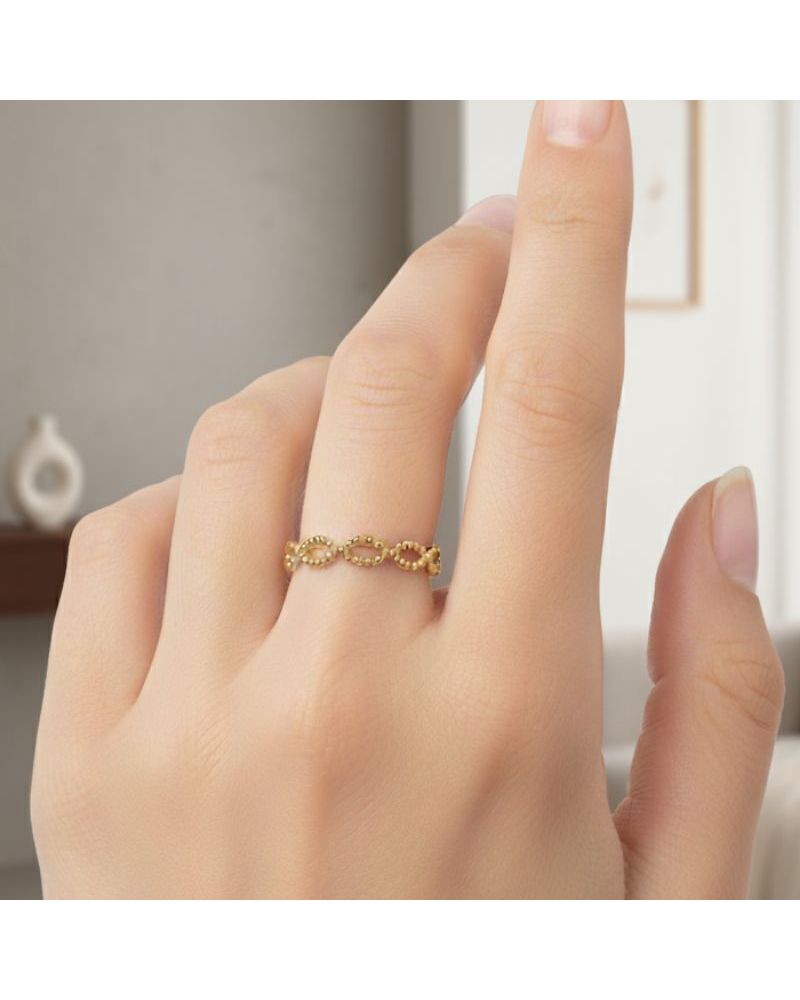 bague fine pour femme en plaqué or 18 carats maillage boule bague fine pour femme en plaqué or 18 carats maillage boule