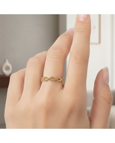 bague fine pour femme en plaqué or 18 carats maillage boule