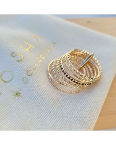 bague pour femme en plaqué or 18 carats semainier avec rang zirconium noir bague pour femme en plaqué or 18 carats semainier avec rang zirconium noir