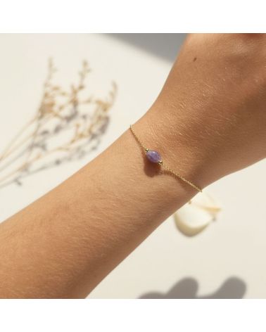 bracelet pour femme plaqué or 18 carats avec pierre améthyste ovale