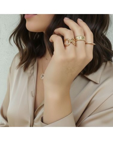 bague pour femme plaqué or 18 carats anneau large contour ciselé motif végétal bague pour femme plaqué or 18 carats anneau large contour ciselé motif végétal