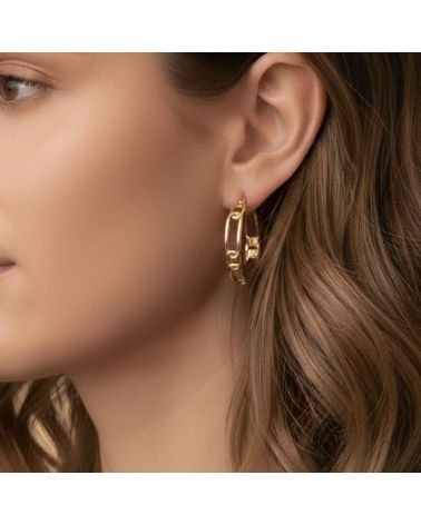 boucles d'oreilles créoles en plaqué or 18 carats maillons larges