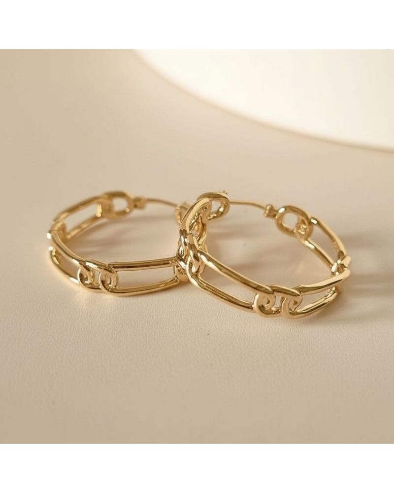 boucles d'oreilles créoles en plaqué or 18 carats maillons larges boucles d'oreilles créoles en plaqué or 18 carats maillons larges