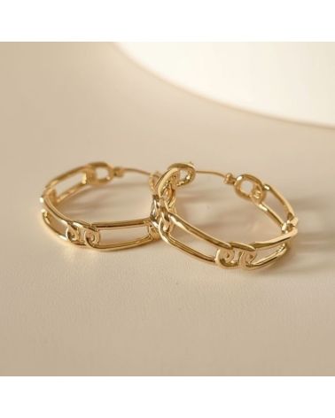 boucles d'oreilles créoles en plaqué or 18 carats maillons larges