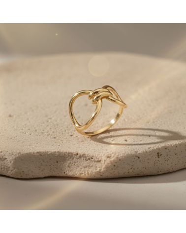 bague en plaqué or 18 carats au design moderne, composée de deux cercles entrelacés