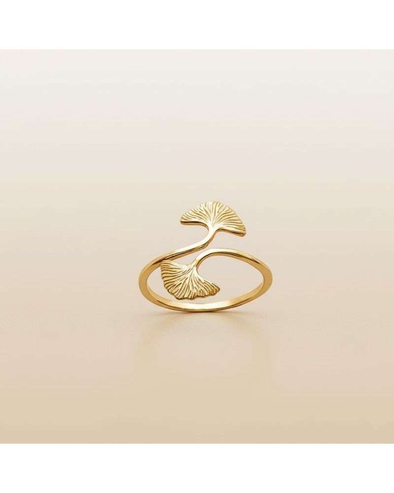 bague pour femme plaqué or 18 carats motif feuille de ginkgo bague pour femme plaqué or 18 carats motif feuille de ginkgo