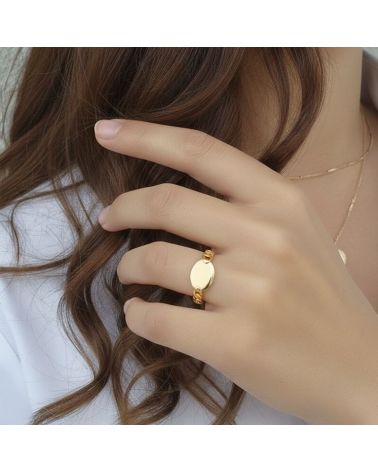 bague pour femme en plaqué or 18 carats maille anglaise style chevalière