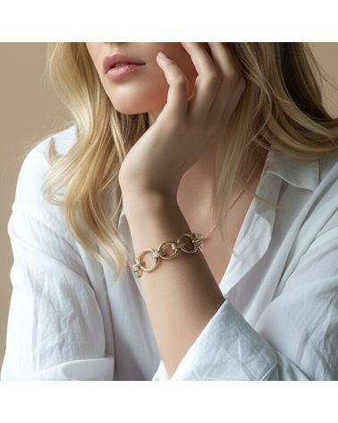 bracelet jonc  semi ouvert pour femme en plaqué or 18 carats composé de maillon chaine rigide bijou élégant