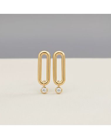 boucles d'oreilles plaqué or anneau avec zirconium blanc bijou élégant et discret