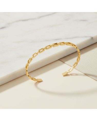 jonc plaqué or fin maillage bijou élégant et intemporel