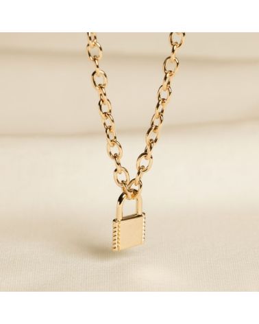 collier cadenas ras de cou en plaqué or 750/000 à maillons larges – bijou doré Zosha Collection