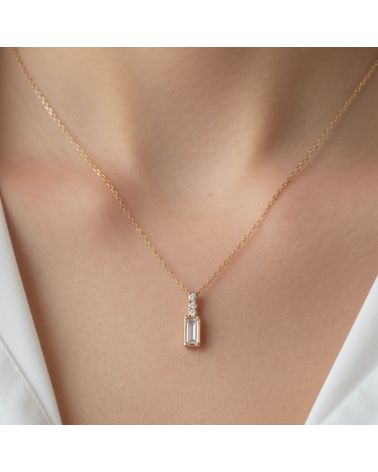 collier pendentif oxyde de zirconium bijou plaqué or 18 carats