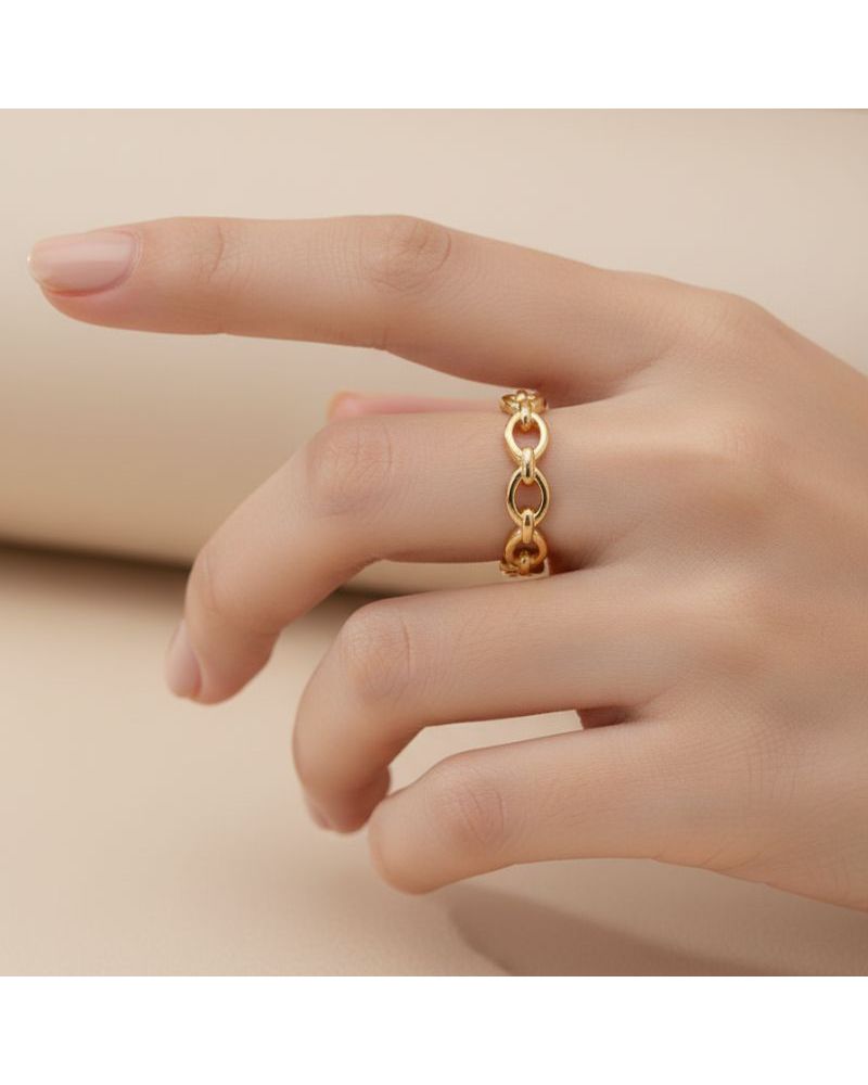 bague pour femme plaqué or 18 carats anneau maillon bijou intemporel