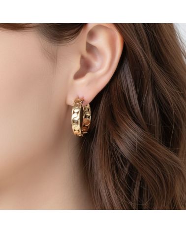 boucles d'oreilles créoles en plaqué or 18 carats forme ovale large maillon