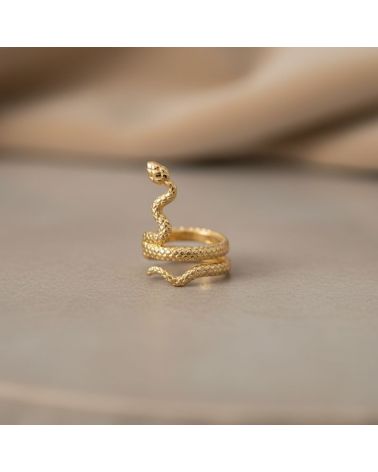 bague d'oreille motif serpent en plaqué or 18 carats