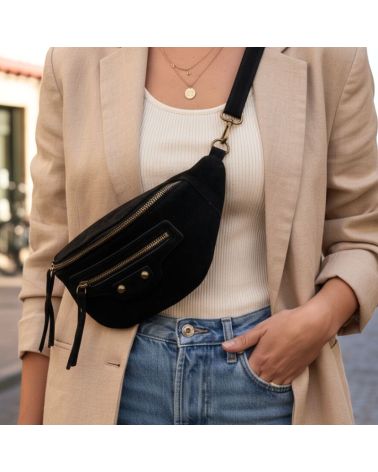 sac banane daim couleur noir