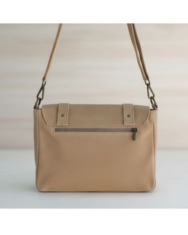 sac bandoulière cuir nubuck forme messenger couleur beige fabrication italienne