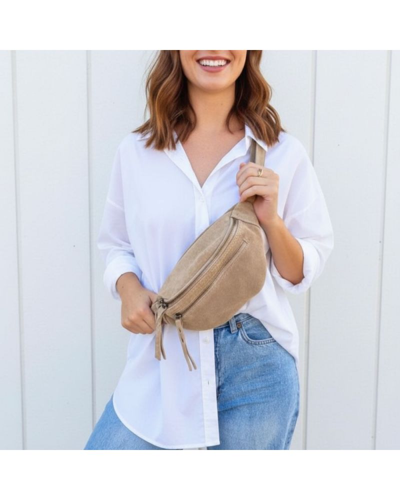 sac banane daim couleur beige sac banane daim couleur beige