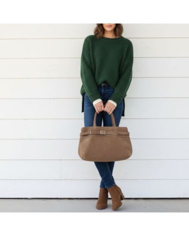 sac à main couleur moka en cuir nubuck fait main en europe haute qualité