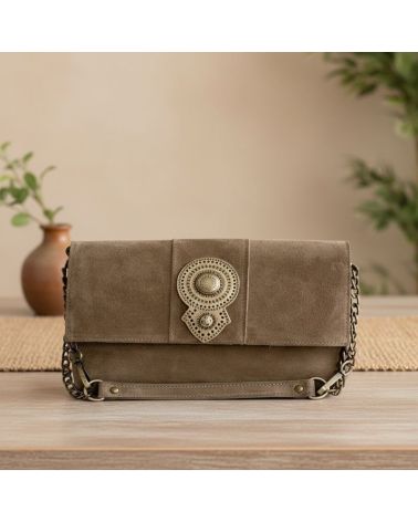 sac pochette couleur moka fait main mode responsable cuir premium marque bonendis