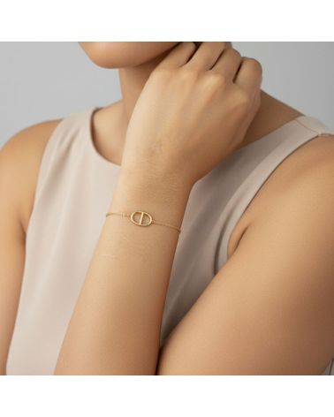 bracelet plaqué or 18 carats pour femme maille marine stylisée CD
