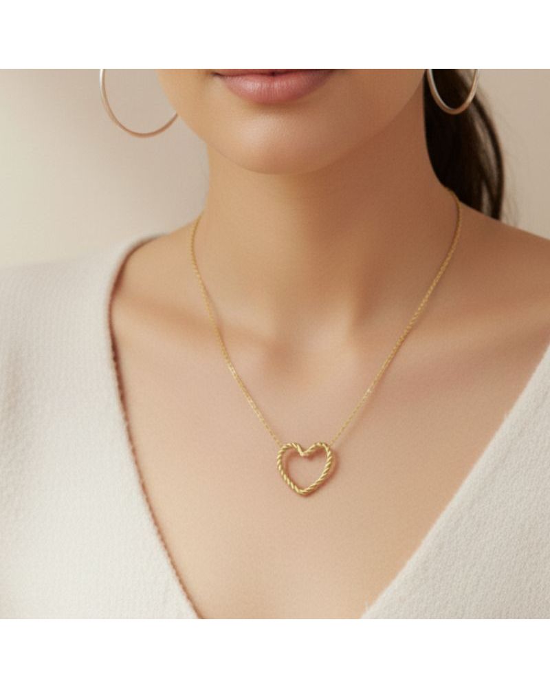 collier plaqué or 18 kt pendentif cœur