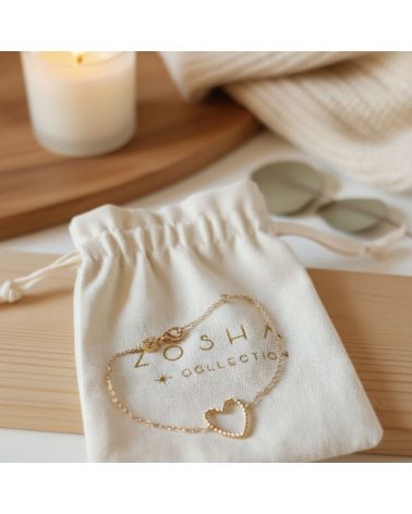 bracelet pour femme chaine et cœur plaqué or 18 kt