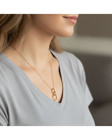 collier plaqué or pour femme pendentif double anneau