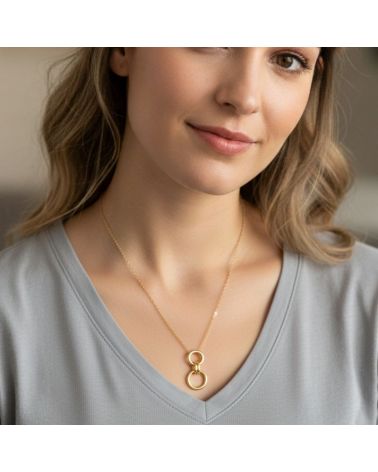 collier plaqué or pour femme pendentif double anneau