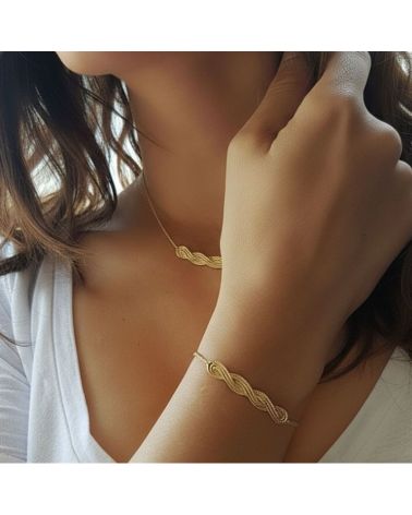 Bracelet pour femme tressé torsadé en plaqué or