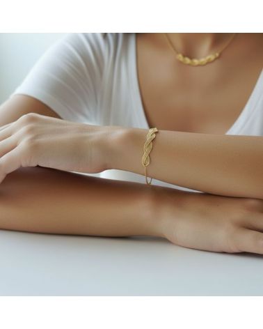 Bracelet tressé torsadé en plaqué or pour femme