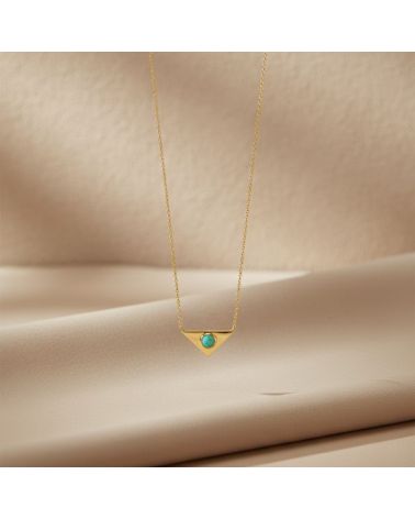 collier pour femme en plaqué or avec pendentif triangle orné d'une pierre aventurine