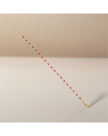 bracelet femme en plaqué or 18 carats avec perles émail rouge