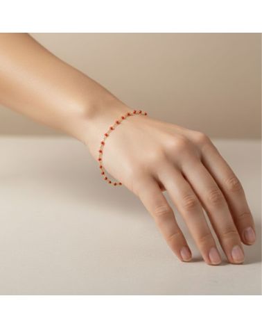 bracelet femme en plaqué or 18 carats avec perles émail rouge