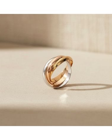 bague 3 anneaux plaqué or, argent et plaqué or rose