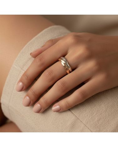 bague 3 anneaux plaqué or, argent et plaqué or rose