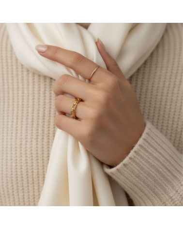 bague plaqué or 18 carats maille chaine