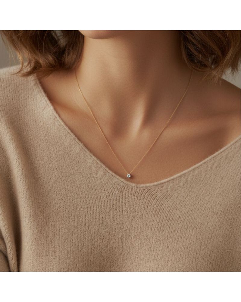 collier pour femme en plaqué or 18 carats pendentif délicat en oxyde de zirconium bijou intemporel