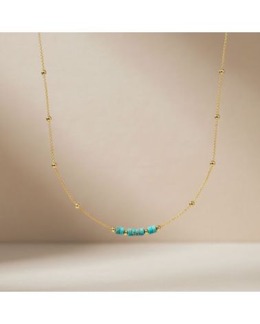 collier plaqué or 18 carats pour femme avec jaspe bleu véritable